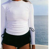 Ruched Rashguard - White Rib