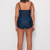 Tankini Surf Top - Navy & Green Checkers